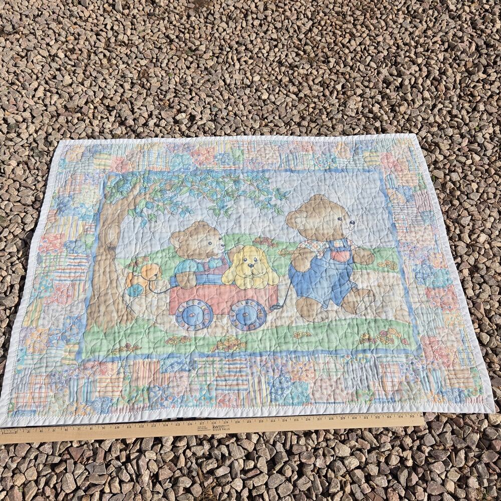 Vintage Baby Quilt‎ Soft Pastel Colors Nursery Cottagecore Approx. 42"x33" - Picture 2 of 9